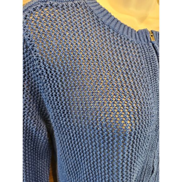 Athleta sz small mesh net see through layering full zip sweater blue EUC active - Picture 4 of 8